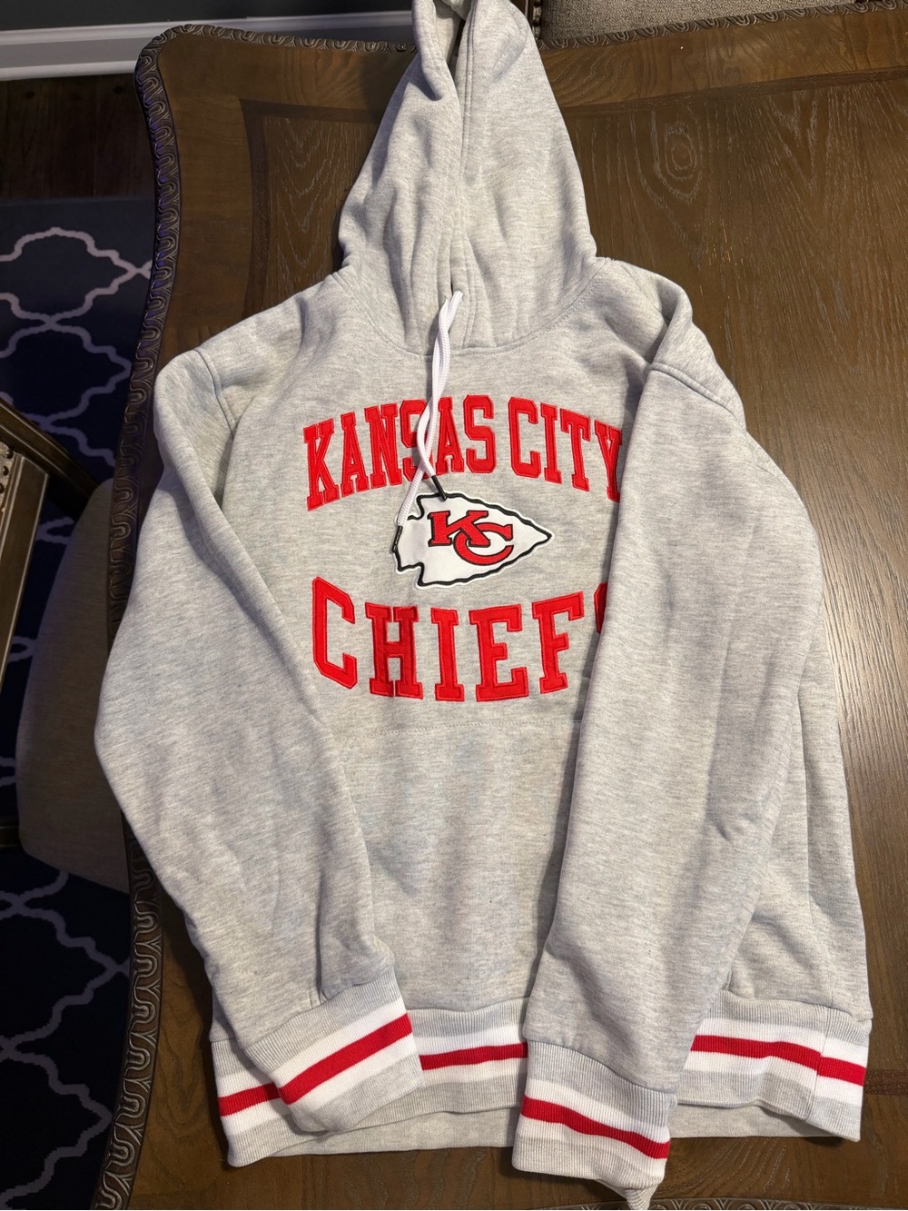 NFL Kansas City Chiefs Gray Hoodie with Red Team Logo
